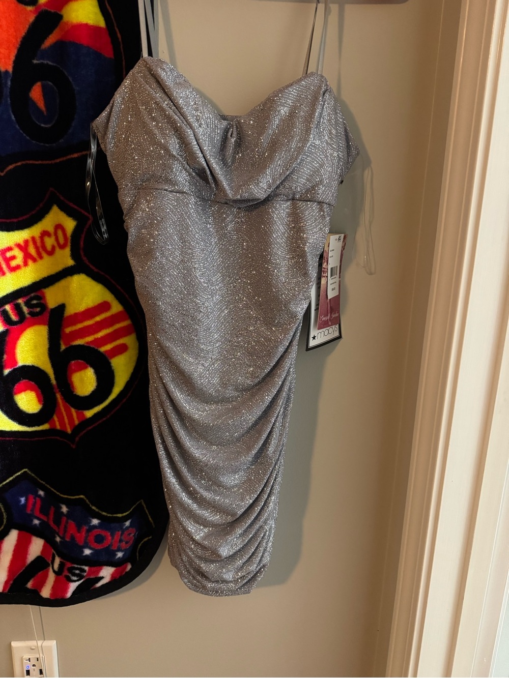 Sparkle Silver Ruched Strapless Dress